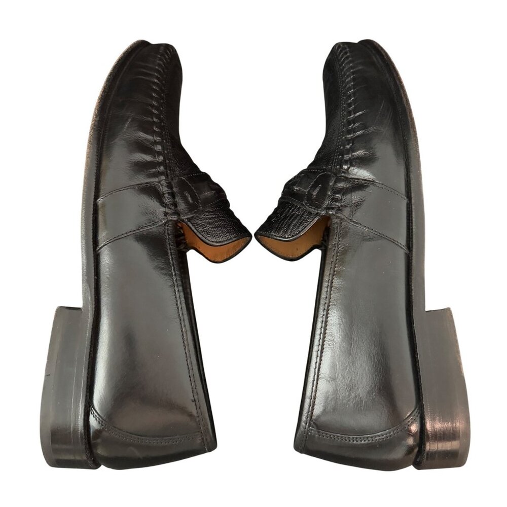 Brass Boot Walking Gloves Men's Black Leather Alligator Print Loafers Size 11.5M - Picture 6 of 12
